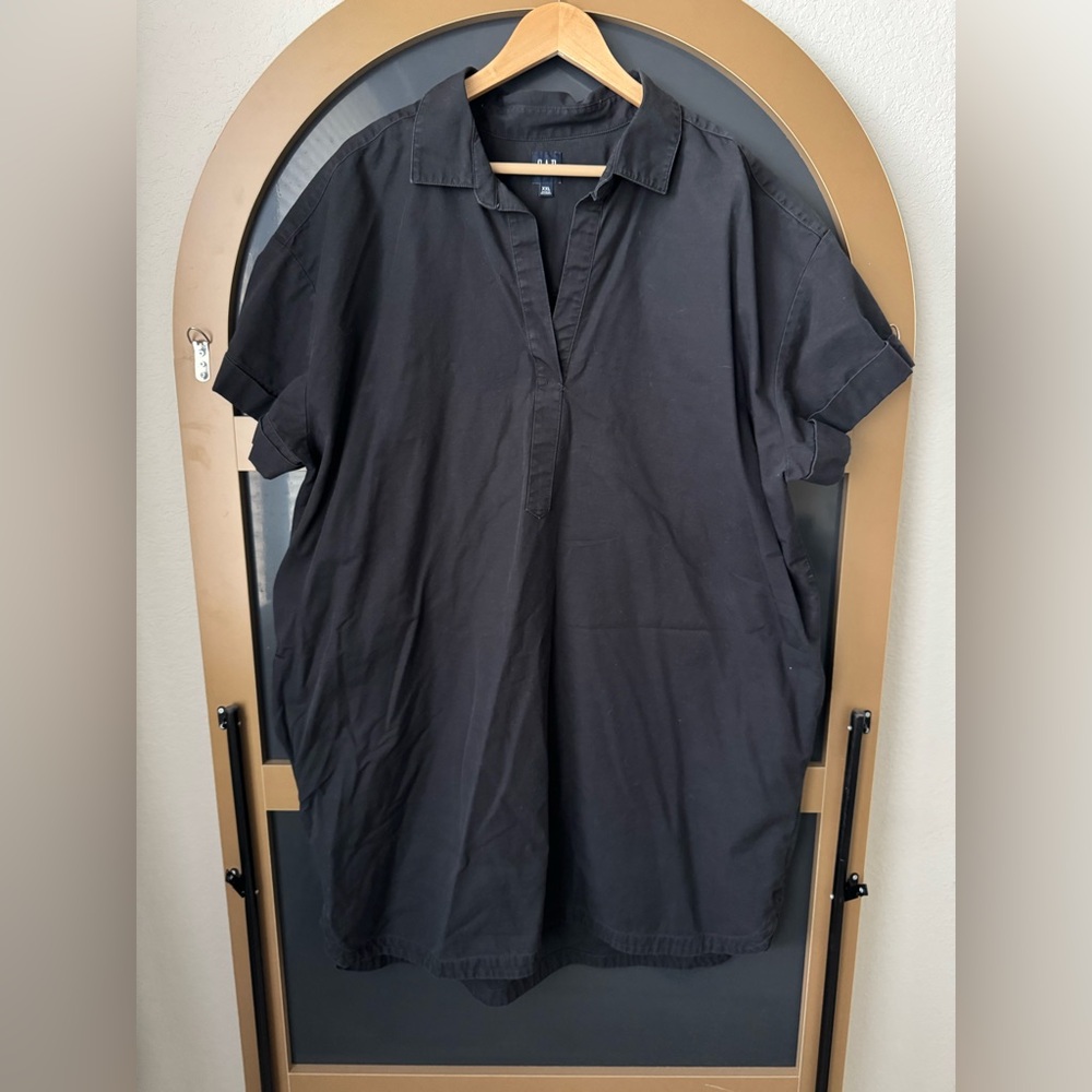 Gap Black Sleeve Shirtdress Vneck Aline Size XXL